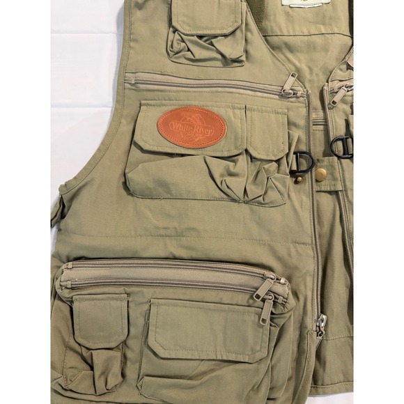 fishing vest white river fly shop size medium olive - Picture 4 of 7